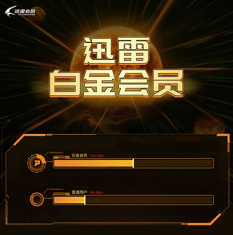 迅雷7折大促白金会员年卡126元超级会员年卡252元