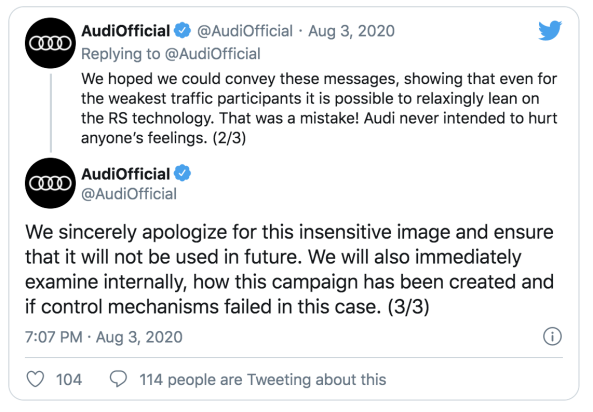 奥迪官方因新车广告被批“性暗示”“恋童癖” 致歉