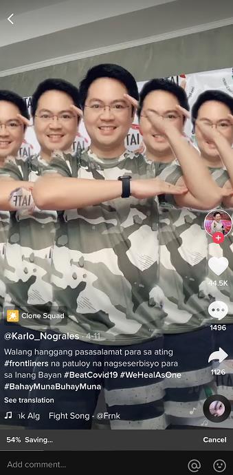 △诺格拉莱斯在Tik Tok发布视频致敬医护人员