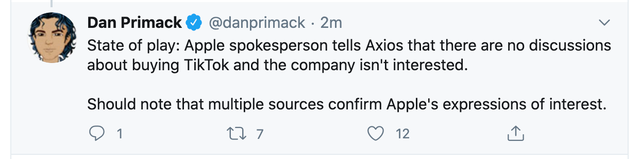 苹果称未就收购TikTok进行磋商 外交部对美方打压TikTok表态