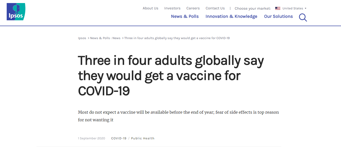 民调：97%中国受访者愿接种新冠疫苗 87%认为年底前能够接种