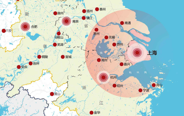 嘉兴地理位置示意图 图片来源：《上海市城市总体规划（2017~2035年）》