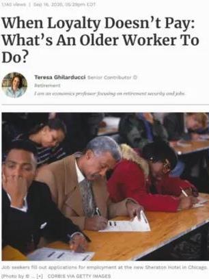 △《福布斯》杂志报道，老年人正在普遍经历就业寒冬