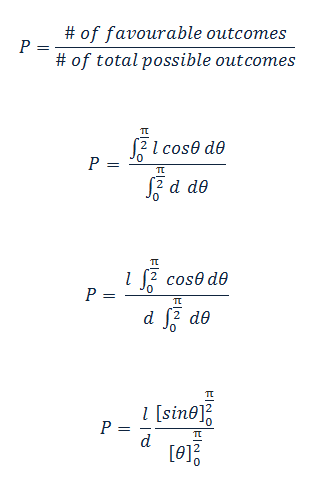 图30: 对所有θ值积分的投针相交概率公式。