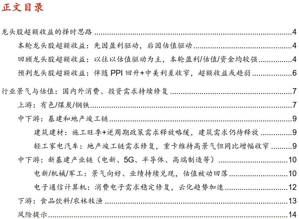 华泰策略：龙头股超额收益望先抑后扬 关注顺周期和中游制造