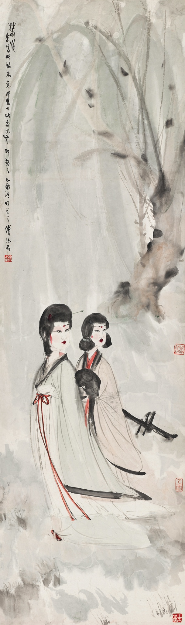 傅抱石（1904-1965）《春光》设色纸本 立轴 138×40cm