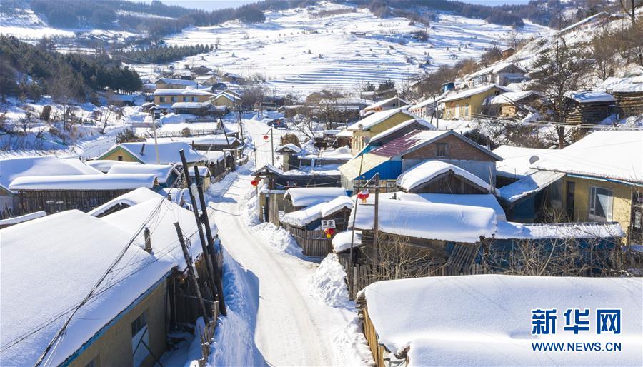 这是吉林省临江市松岭雪村（1月14日摄，无人机照片）。新华社记者 许畅 摄