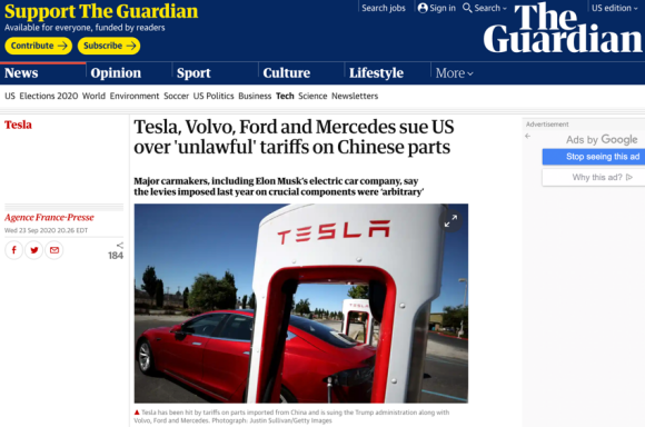 “加税不合法” 多家车企巨头起诉美国政府