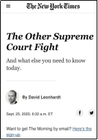 △《纽约时报》指出，大法官终身任职，拥有解决社会棘手问题的无上权力，美国人对此习以为常，但是“在任何其他地方，这都是不正常的”