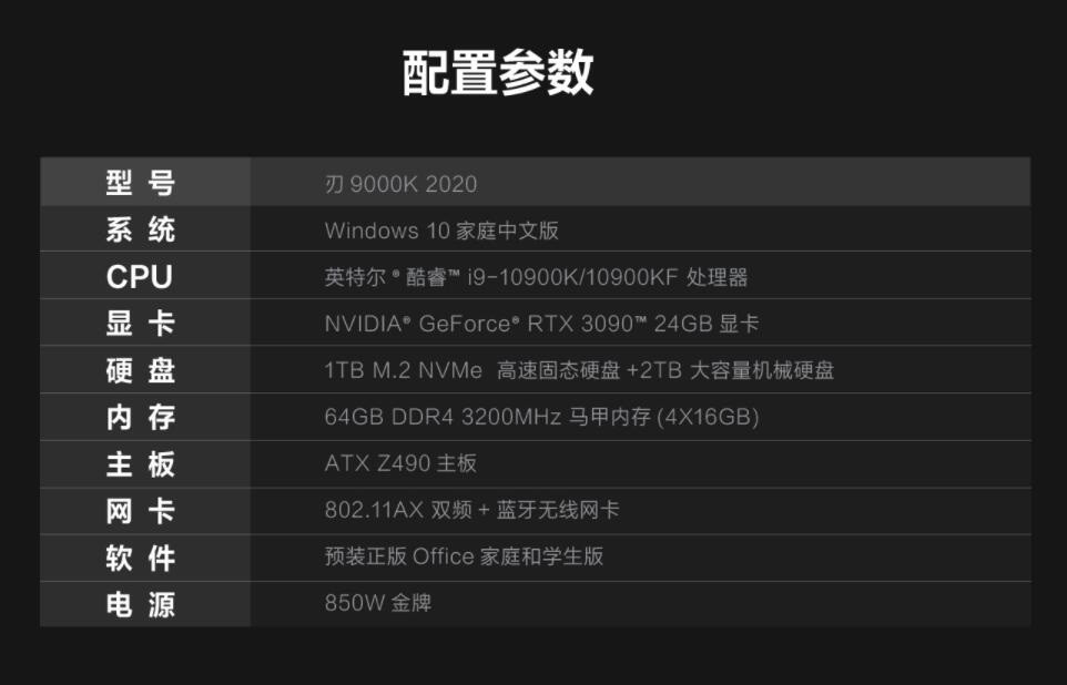 联想推出新款拯救者刃9000k台式机i9rtx3090售价25999元