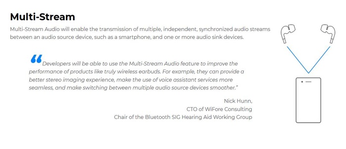 LEAudio支持多重音频流，可以应用于同声传译之类的场景