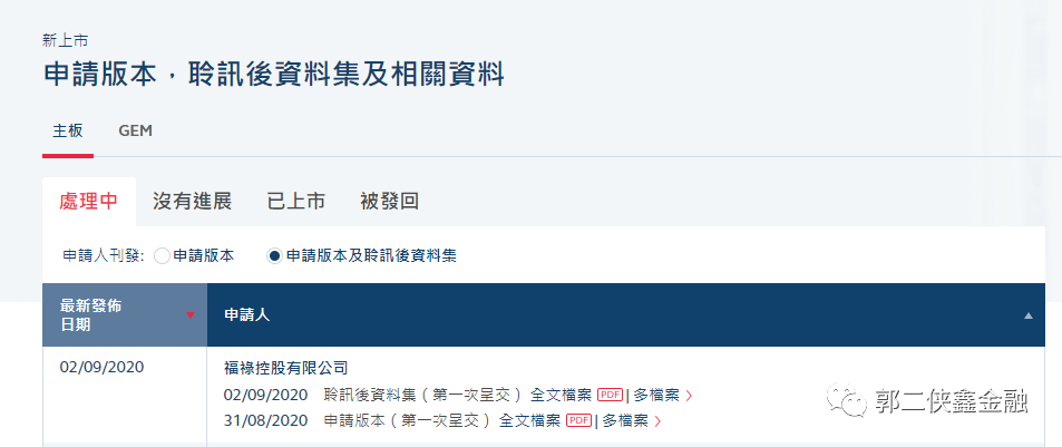 港交所官方网站披露易上显示，福禄控股已经通过聆讯，预计下周一招股。