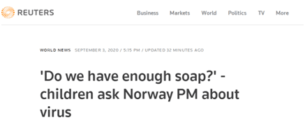 挪威首相开儿童专场新闻发布会 被问“疫情过后挪威还有钱吗？”