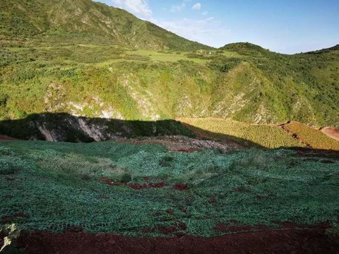 图3 对未开展矿山地质环境恢复区域遮盖的迷彩网