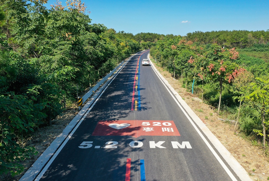 湖北枣阳首条彩色标线公路在272省道兴隆至刘升路段正式亮相图