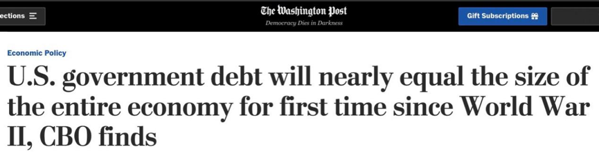 《【天富娱乐网页登陆】美国债务将超自身经济体量 二战以来最高》