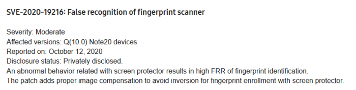 [图]三星发布1月补丁：修复他人指纹能解锁Galaxy Note 20问题