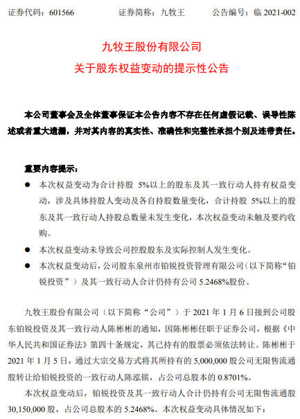 豪门姐妹转手500万股九牧王股权 只为入职券商？