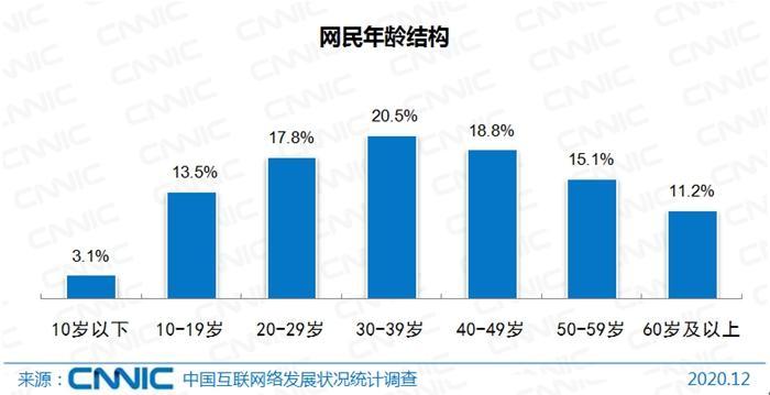 网民年龄结构。图片来源：CNNIC