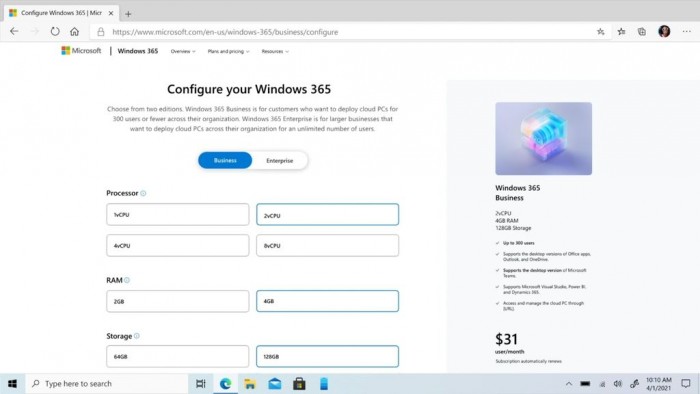 [图]Windows 365其中一档定价偷跑 完整档位定价下月2日公布