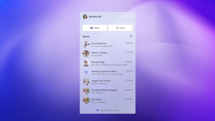 Windows 11推进整合基于Teams的Chat应用：任何人都可直接通话/聊天