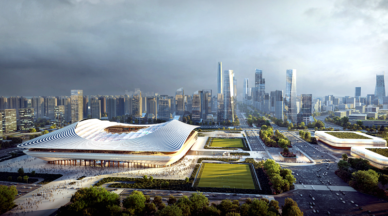 ​2023年“亚洲杯”主场馆西安国际足球中心索网屋盖首吊成功 预计明年6月竣工