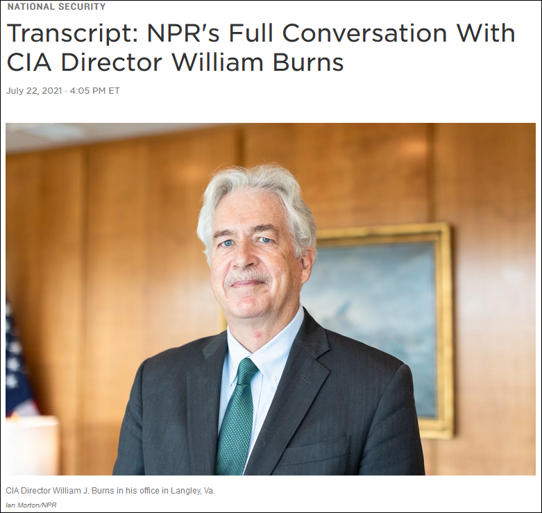 NPR专访报道，图为中情局长伯恩斯