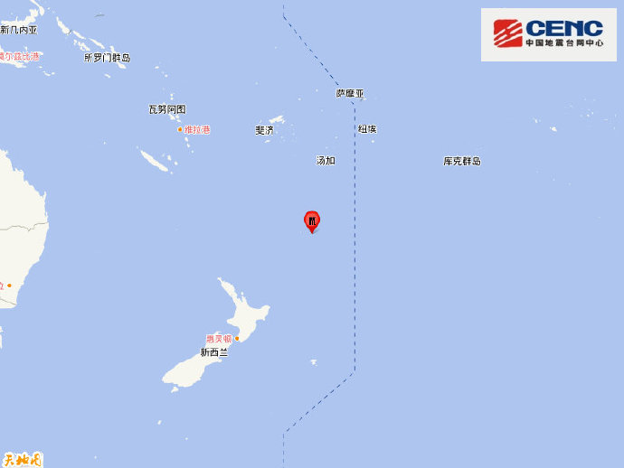 新西兰克马德克群岛发生5.8级地震 震源深度10千米