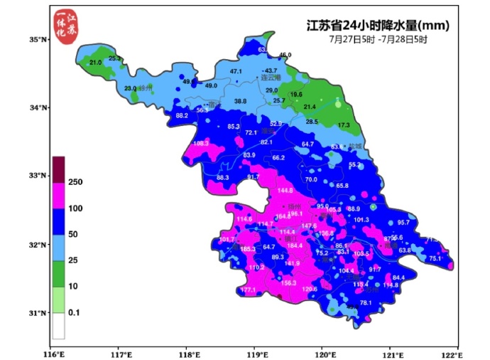 “烟花”的威力：过去24小时江苏“降水和大风”数据出炉！