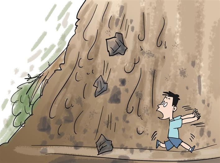 滑坡为暴雨后高发灾害垂直于滑坡滚石前进方向逃离