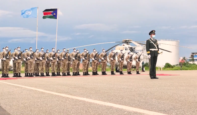 △中国赴南苏丹（朱巴）维和步兵营官兵