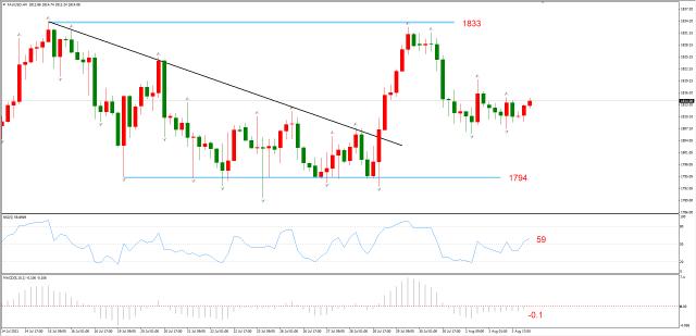 图2，XAUUSD 08月04日 H4级别-ATFX