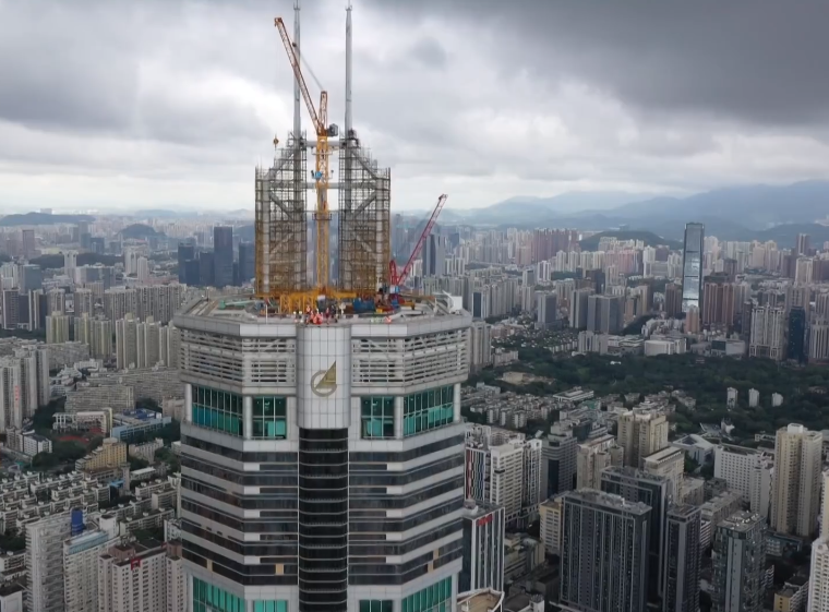 楼体晃动原因查明:深圳赛格大厦进行楼顶桅杆拆除