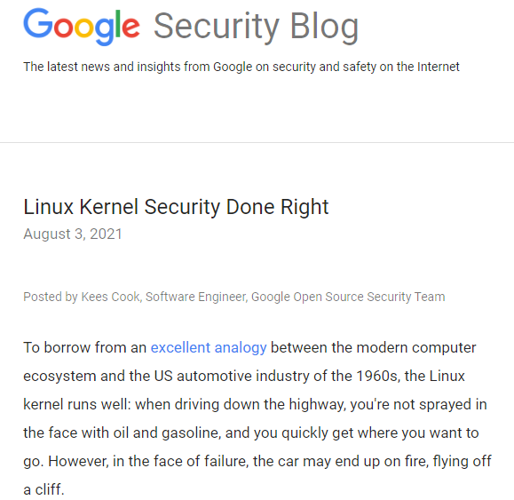 谷歌开源安全团队软件工程师呼吁正确对待Linux内核安全问题