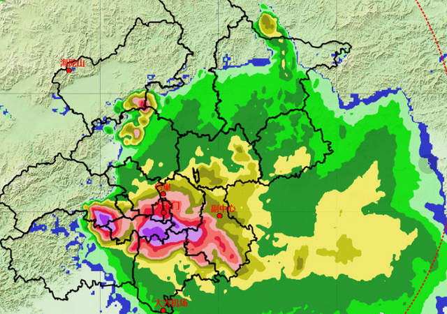 今夜20时雷达回波图.图/北京市气象局官方微博