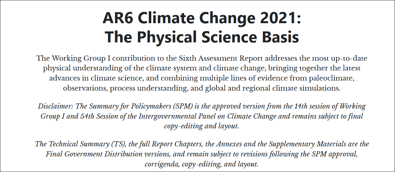 IPCC在其官网上公布的最新气候问题报告