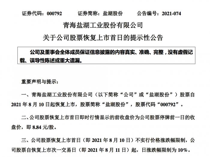巨亏400亿的大牛股今日复牌 钾王 提锂归来 不设涨跌幅 有券商喊出目标价400 涨幅港美股资讯 华盛通