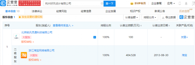 淘宝投资成立设计公司，经营范围含工业设计服务等