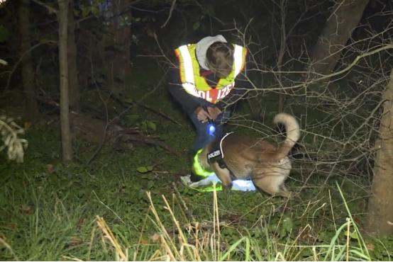 去年11月9日，警方带着嗅探犬在柏林寻找失踪男子。图自外媒