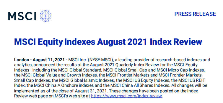套利机会来了？MSCI指数8月季调结果出炉，这些股票新“入群”！