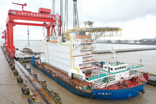 图说:海洋工程生活模块(上层建筑),在位于上海自贸区临港新片区的