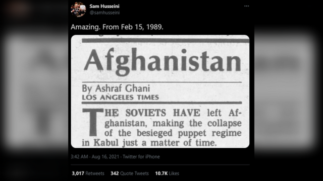 神预言？阿富汗总统30年前旧文被翻出，曾预测傀儡政权会迅速垮台
