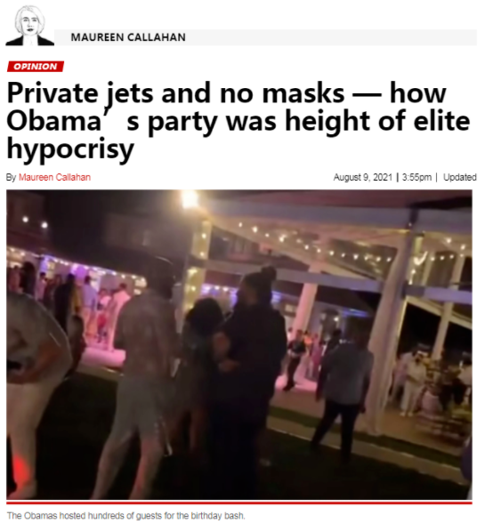 △《纽约邮报》：私人飞机和不戴口罩——奥巴马的政党是多么虚伪的精英。