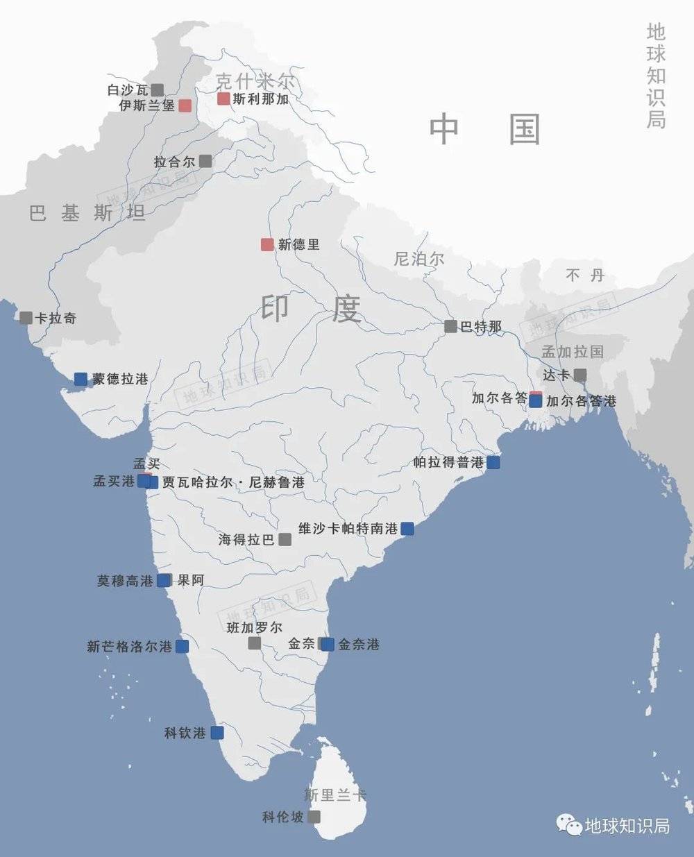 印度地图 放大图图片