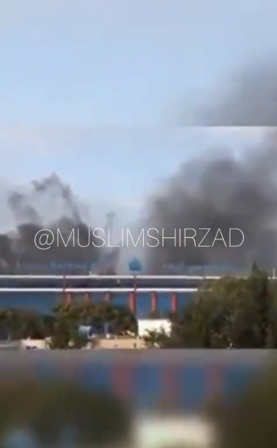 A screenshot of the fire scene video taken by Afghan people