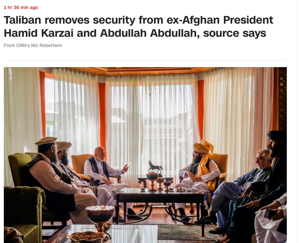 快讯！外媒：阿富汗前总统卡尔扎伊与民族和解高级委员会主席阿卜杜拉被软禁