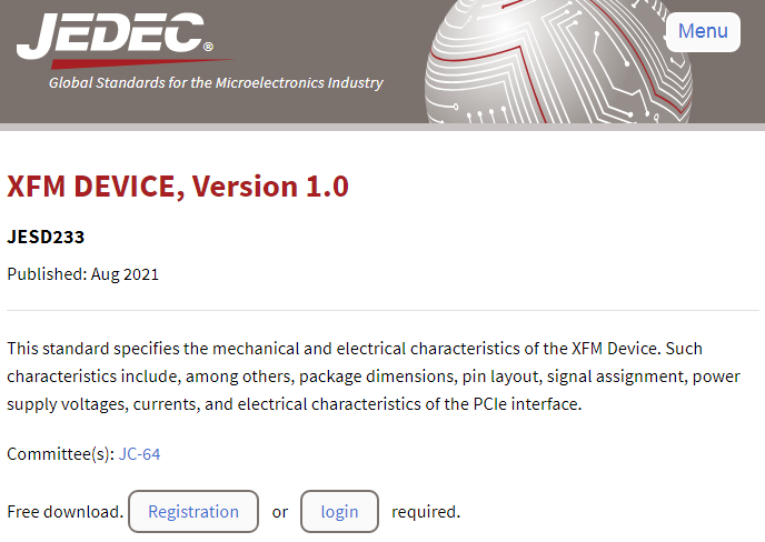 网页截图（来自：JEDEC 官网）