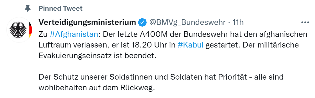 德国国防部推特截图