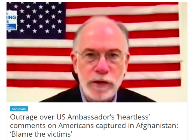 为何塔利班控制喀布尔前美国没撤人？美大使：那是他们自己的事