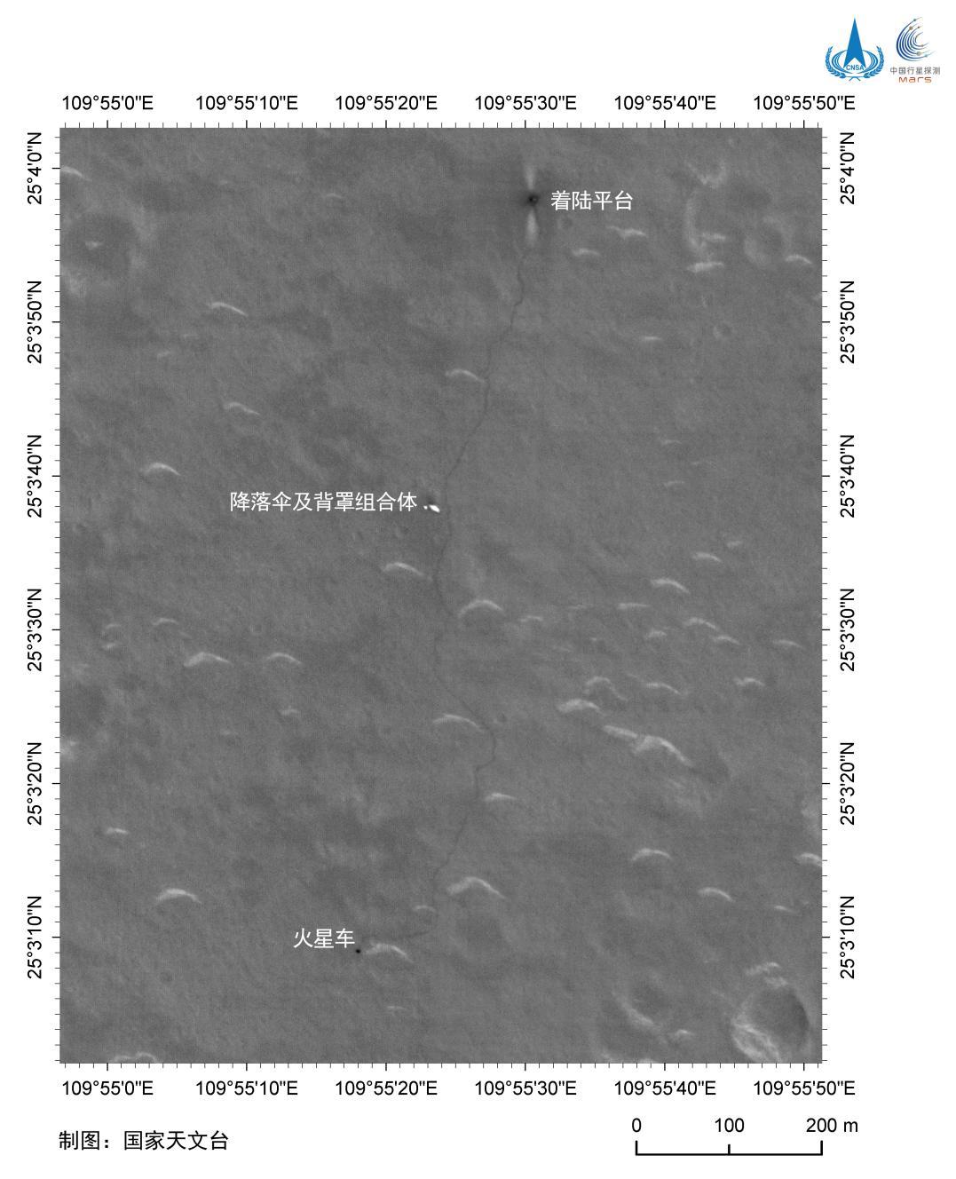环绕器拍摄火星车行驶轨迹